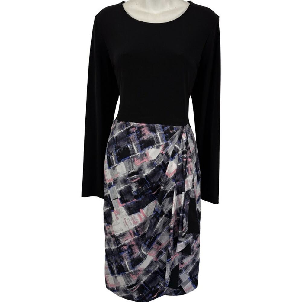 DKNY Donna Karen New York Long Sleeve Stretch Knee Length Print Dress sz M